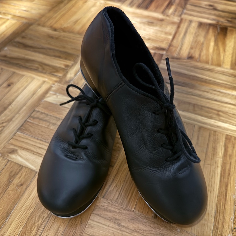 Capezio Teletone Tap Shoes - Women 6.5M Black Leather Made in Thailand
